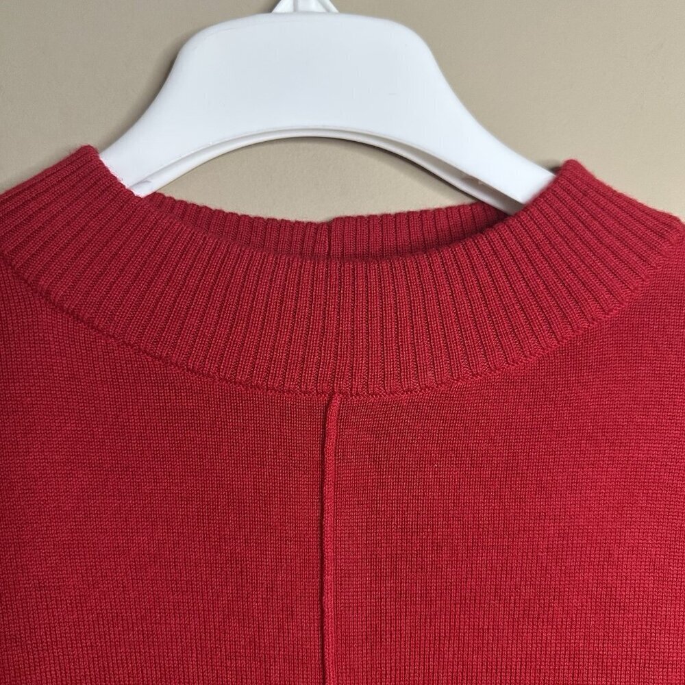 Talbots 100% Merino Wool Red Mock Neck Sweater Women Petite XL PXL Tunic Ribbed - Picture 3 of 8